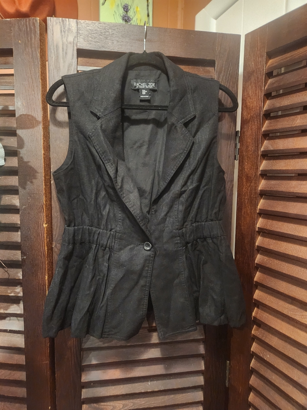 Rachel Zoe Black Sleeveless Peplum Blazer Vest